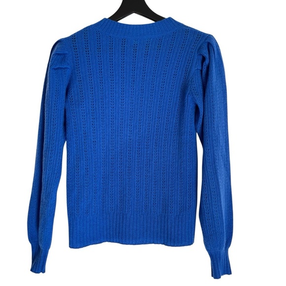 Vineyard Vines Cashmere Pointelle Puff Sleeve Sweater Cobalt Blue XS Feminine - Picture 4 of 4